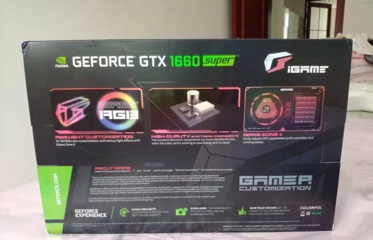بطاقة رسومات 6G ETH جهاز التعدين 1785MHZ ملونة IGaMe GeForce GTX 1660 Super Ultra
